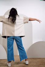 Load image into Gallery viewer, Beige Cream Dream Color Block Leather Button Up