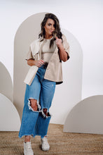 Load image into Gallery viewer, Beige Cream Dream Color Block Leather Button Up