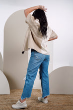 Load image into Gallery viewer, Beige Cream Dream Color Block Leather Button Up