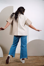 Load image into Gallery viewer, Beige Cream Dream Color Block Leather Button Up