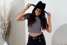 Load image into Gallery viewer, Stone Pine Crop Turtleneck Top (Graphite)
