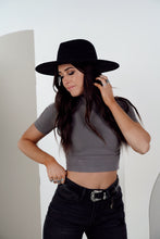 Load image into Gallery viewer, Stone Pine Crop Turtleneck Top (Graphite)
